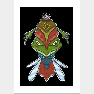 Frog dragonfly totem Posters and Art